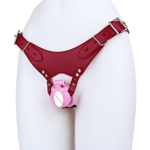 Pink Clitoris Shaped Penis Cages Resin Male Chastity Device With Strapon Belt Hollow Urethral Cock <b>Locking</b> 4size Ring Restraints - Product Image 1