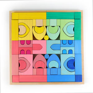 Bloques de Construcción de Madera de Haya Alemana, Diseño de <span class=keywords><strong>Pirámide</strong></span>, 40 Piezas, Arcoíris, Temática de Animales y Naturaleza, Juguete de Ensamblaje para Niños Pequeños - Product Image 3