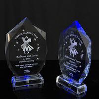 Trofeo de Cristal Personalizado con Luz, Torre de Cristal Tallada en Diamante, Placa de Cristal en Blanco con Base de Luz LED MH-N525