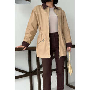 Veste en jean pour femme avec détails en velours et fermeture éclair - Product Image 3