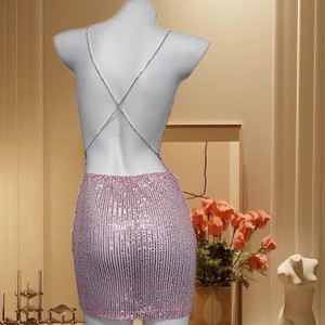 Vestido de malla con lentejuelas Dodomi, color rosa dorado, 116, ropa de club - Product Image 3