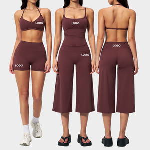 Custom Logo Sportswear Yoga Vest Clothing Gym Wear Women Tops Fitness Capri Pants <strong>Sport</strong> Wear Women Workout <strong>Bra</strong> <strong>Shorts</strong> <strong>Sets</strong> - Product Image 1