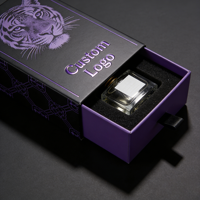Boîte carrée vide de luxe, design personnalisé de haute qualité, impression végétale violette, pour parfum, bougie, artisanat, en papier rigide écologique