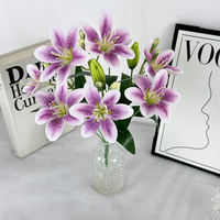 NINI Handgefertigte Künstliche Blumen im Klassischen Stil 8-Köpfiger Lilienstrauß 40cm Filmbeschichteter Realistischer Strauß für Abschlussfeier Weihnachten