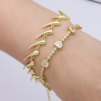Bracelet Cœur Épineux Exagéré en Forme de Goutte d'Eau pour Femme, Couleur Or, Zircon, Bijou Tendance
