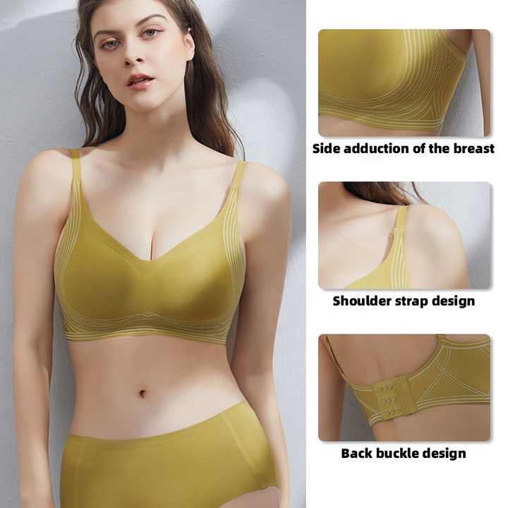 4PCS Women's Small Chest Underwear, Seamless & Wireless Bralette, Push-UP & Solid Bras, Comfortable & Breathable Female Sexy Lingerie With Back Buckle, Solid Color Simple Daily Wear Brassiere With Soft & Thick Palm Cup, Back Closure Sports Underwear With