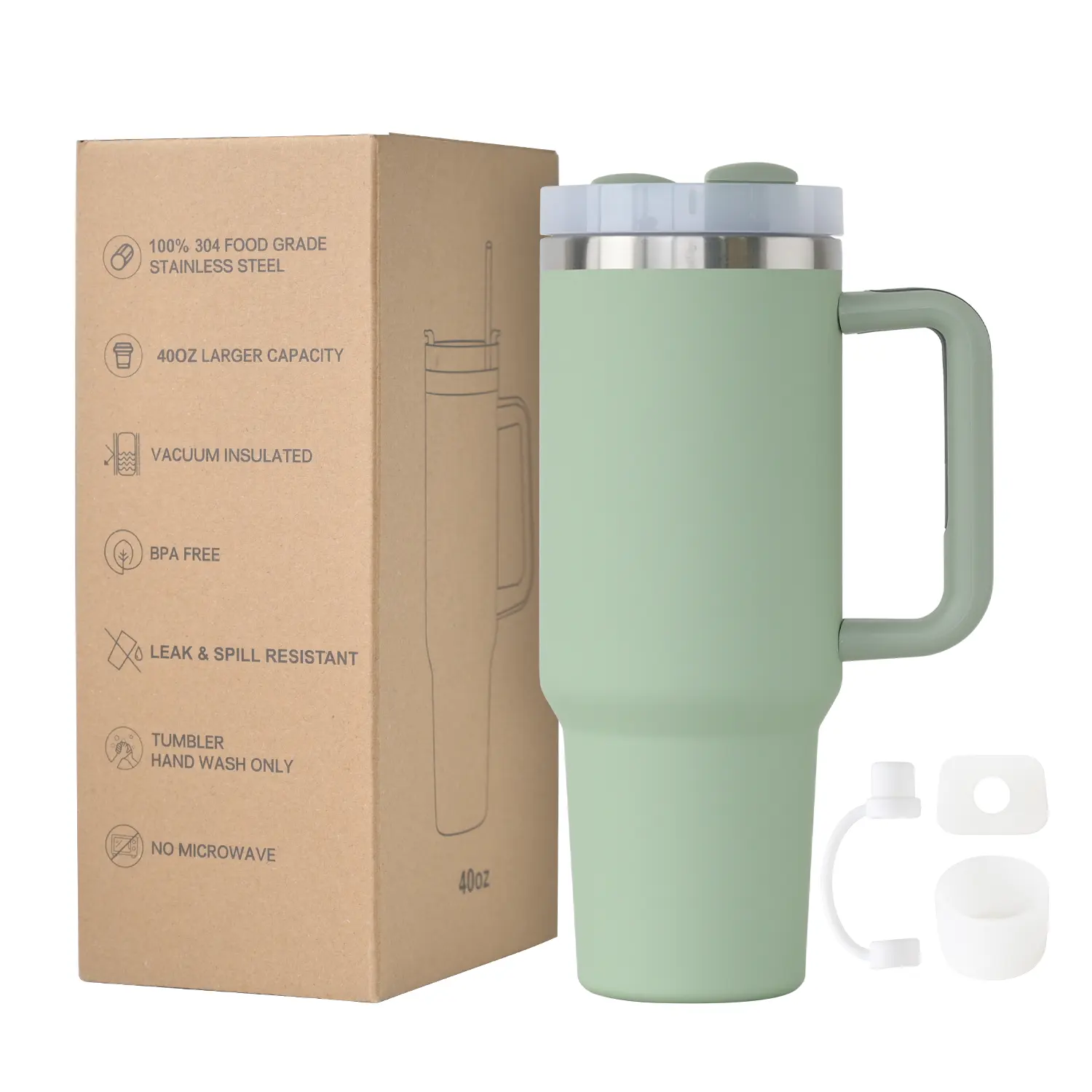 Custom logo 40 oz cup quencher h2.0 tumbler 30oz 40oz stainless steel outdoor travel mug with handle and straw