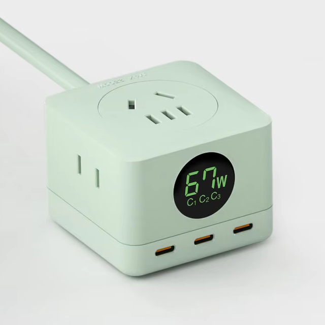 6-in-1 Power Strip with Digital Display, 3 AC Outlets & 3 USB C Ports (67W PD3.0) + 2500W AC Power, Desktop Charging Station