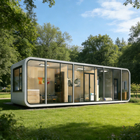 Cabane de jardin Apple Pod avec design moderne, structure en acier modulaire pour l'extérieur, appartement, hôtel, chambre, maison conteneur