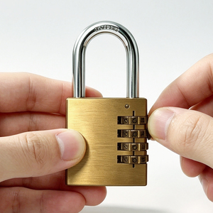 Digit Combination Padlock Brass 4 Wheel Code <strong>Lock</strong> <strong>Keyless</strong> <strong>Entry</strong> for Gym Lockers Tool Boxes Luggage <strong>Gates</strong>, Hardened Steel Shackle - Product Image 4