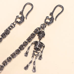 Cadena de cintura de esqueleto de metal punk, plata tibetana, de una sola capa, para hombre, cadena corporal de moda para Halloween - Product Image 2