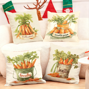 Coussins décoratifs sur le thème des carottes avec inscription « locally grown », décoration festive pour un canapé confortable - Product Image 1