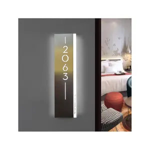 علامات بناء أرقام الأبواب المعدنية الباعثة للضوء بتصميم مجاني حسب الطلب