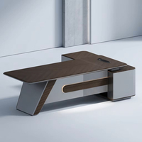 Bureau de direction de luxe en forme de L, finition brillante, durable, écologique, anti-rayures, convertible, en MDF E1