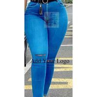 Jeans moulants déchirés taille haute Sexy Ass Blank Black Legging Skinny Girl pour femmes dames