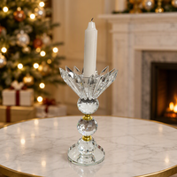 Jingxiao Élégant Chandelier en Cristal K9 Facetté, Base Stable en Boule de Cristal, Porte-Bougie Lampe à Beurre Haute Transparence pour