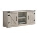 Meuble TV moderne de style mi-siècle avec portes coulissantes en bois, rangement et caractéristiques réglables pour téléviseurs de 55 à 59 pouces, gris pierre, pour salon - Product Image 6