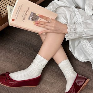 Women Slouch <b>Socks</b> Mid Calf Solid Color <b>Polyester</b> Thermo Sweat Absorbing Autumn Winter Casual Style - Product Image 5