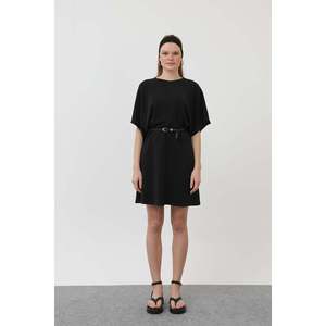Vestido sencillo y holgado con cuello redondo, tejido, para uso diario, con cintura natural y lavable. - Product Image 3