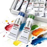 Ensemble de peinture gouache Kinghan 24 couleurs, tubes de 12 ml, séchage uniforme, kit d'art pour étudiants et professionnels, apprentissage artistique avec boîte de couleurs