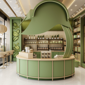 Design di Chiosco per Tè al Latte, Carino Design di Chiosco per Bevande, Banco Espositivo, Vetrina per Bubble Tea, Design per Negozio di Tè al Latte e Caffetteria - Product Image 1