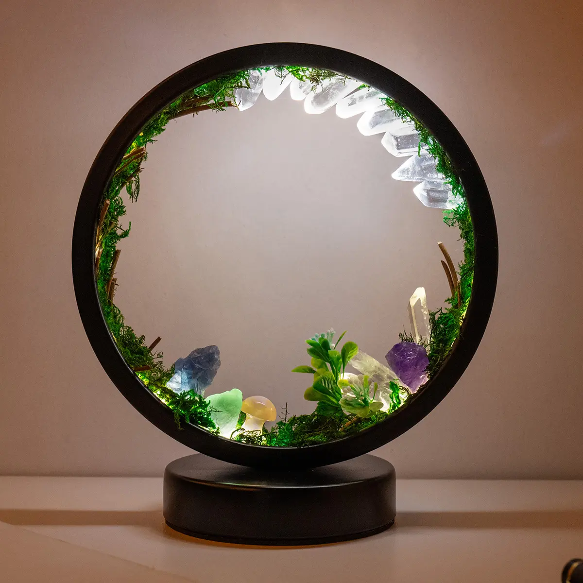 wholesale Natural forest round crystal lamp crystal heal stone night light can be customized Christmas Children's Gifts