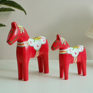 Dala Horse <b>Ornament</b> Red Wooden Pair Traditional Wedding Decoration - Product Image 3