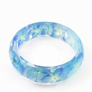 Joyería No <span class=keywords><strong>Me</strong></span> Olvides, Joyería Bohemia de Moda, Flores Reales, Brazalete de Resina con Flores Prensadas de Hortensia Azul para Ella - Product Image 4