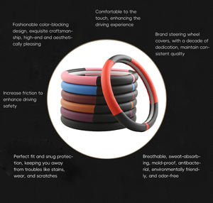 Housse de <span class=keywords><strong>volant</strong></span> de voiture de luxe haut de gamme antidérapante en <span class=keywords><strong>cuir</strong></span> respirant 38 cm, taille universelle - Product Image 5