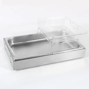 Support de présentation rectangulaire carré en acier inoxydable argenté avec plaque de refroidissement pour hôtels et restaurants - Product Image 4