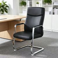 Chaise de Visiteur Exécutive en Cuir de Style Moderne pour Salle de Réunion avec Accoudoirs, Fauteuil Lounge à Structure Métallique Ejecutivo Sillon