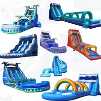 Toboggan aquatique gonflable orange de 4 m en PVC, étanche, à une voie, personnalisé, vente en gros, avec tunnel et piscine