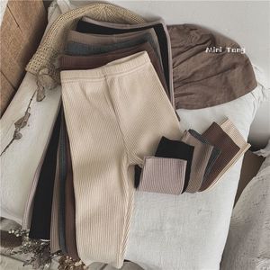 D588 <span class=keywords><strong>Leggings</strong></span> a Coste in Stile Coreano per Bambine, Pantaloni Lunghi Elasticizzati Aderenti Tinta Unita Versatili - Product Image 5