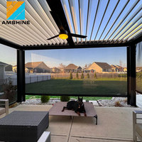 Modern Su Geçirmez Pergola Biyoklimatik Kamelya Motorlu Otomatik Panjurlu Duvara Monte Dış Mekan Alüminyum Pergola