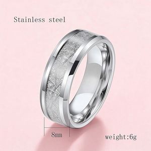 Anneau en acier inoxydable avec surface en tungstène brossé de 8 mm pour couples, femmes, hommes, bijoux, accessoires de mariage - Product Image 2