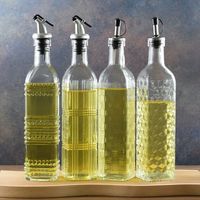 Distributeur d'huile d'olive en verre de 500ml 17 Oz Cruet d'huile et de vinaigre avec bec verseur en acier inoxydable pour la cuisine