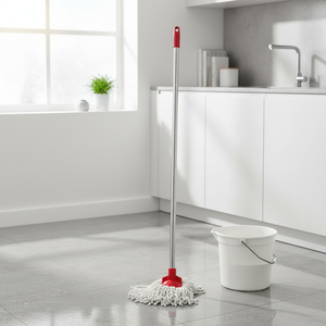 Gizmop 200 Gr Wet Mop Cotton Microfibre Fabric Head Reusable Antibacterial Durable Sustainable Self-Wringer Stainless Steel Pole - Product Image 3