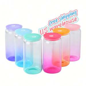 Vaso de Vidrio Transparente de Borosilicato de 16oz con Tapa, Estilo Jarra, para Sublimación, para Refrescos y Cerveza, con Diseño Degradado de Caramelo de Gelatina, desde Almacén de EE. UU. - Product Image 1