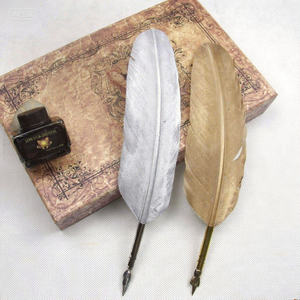 Juego de Regalo de Pluma de Pluma de Color Dorado con Tinta y Caja con Logotipo Personalizado - Product Image 3