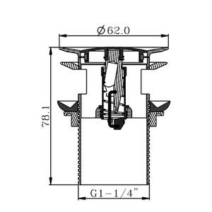 WaiiHO 014 Bonde de lavabo en laiton avec trop-plein, chromée et joint en caoutchouc, bouchon de vidange pour évier de cuisine - Product Image 4
