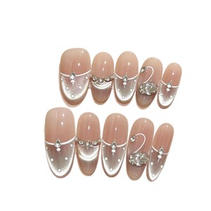 Vente en gros de faux ongles de luxe faits à la main en gel 3D à presser, personnalisés, de haute qualité, épais, en acrylique, avec strass, et boîte de rangement <span class=keywords><strong>pour</strong></span> faux ongles - Product Image 5