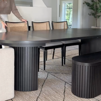 Table transformable moderne de style nordique extensible jusqu'à 300 cm + banc + 5 chaises, ensemble salle à manger, table et chaises pour la maison