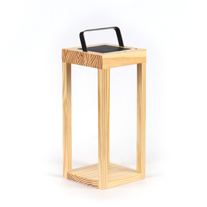 Năng lượng mặt trời ngoài trời Vườn treo đèn Lồng sân sau sàn chiếu sáng LED Pathway chiếu sáng Dễ dàng cài đặt khung gỗ phong cách thiên nhiên - Product Image 1