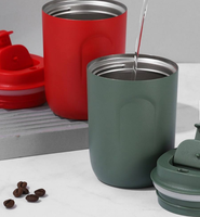 Tasse à café miniature personnalisée avec logo, en acier inoxydable, pour le voyage et le bureau, avec couvercle