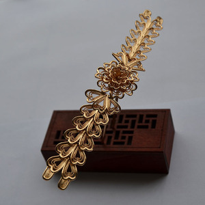 Pure Copper Color Preserving Hairpin Flower Filigree 27x7cm <b>Wedding</b> DIY Craft <b>Accessory</b> - Product Image 1