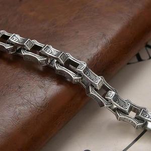 Punk Men Woman Solid <b>Silver</b> Rock <b>Bracelet</b> Jewelry 925 Sterling <b>Silver</b> <b>Chain</b> 10MM 7 "8" 9 "10" Charm Lock Bangle Hip Hop Accessor - Product Image 6