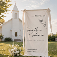 Letrero de Bienvenida de Tela Personalizado para Boda, Pancarta de Lino Personalizada para Boda, Pancarta de Bienvenida de Tela Moderna para Ceremonia y Recepción