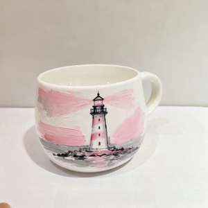 Tasse à <span class=keywords><strong>café</strong></span> en céramique faite à la main personnalisée <span class=keywords><strong>phare</strong></span>-cadeau de vacances en porcelaine personnalisé - Product Image 1