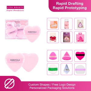 Heart Pink Cotton Face Powder Puff Empaquetado personalizado Logo Servicio de OEM-ODM para la tienda en línea - Product Image 2