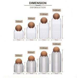 Versatile Borosilicate Glass Storage <b>Jar</b> 500ml 1100ml Food Container With Cork Ball Lid Kitchen Pantry <b>Spice</b> Storage Bottles - Product Image 5